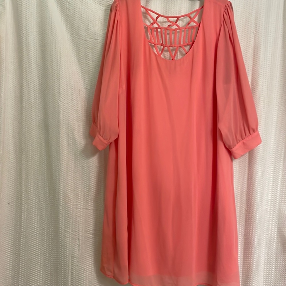 Coral Cage Backed dress